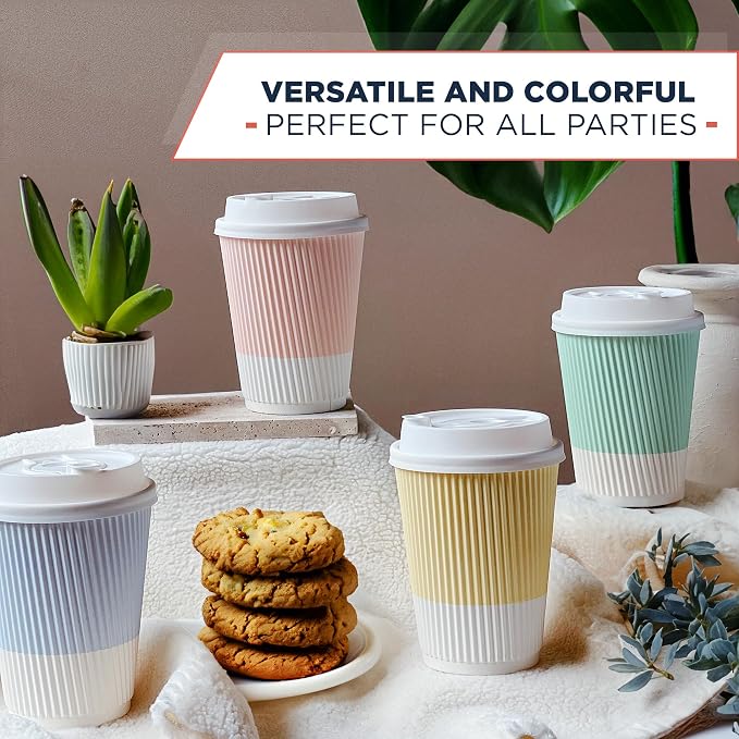 Disposable Coffee Cups With Lids - 12 oz To Go Coffee Cup With Lid. Durable - Image 4