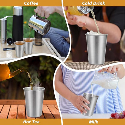 Mimorou 4 Pack 16 oz Stainless Steel Pint Cups Metal Cups Unbreakable Drinking - Image 6