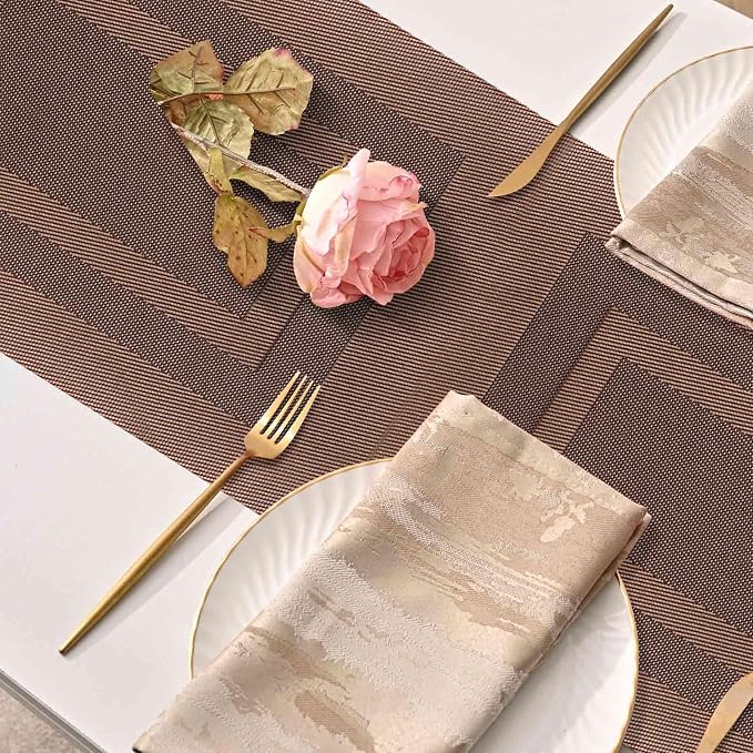 GIVERARE Table Runner, 12x107in Heat-Resistant Woven Vinyl Long Tabletop - Image 4