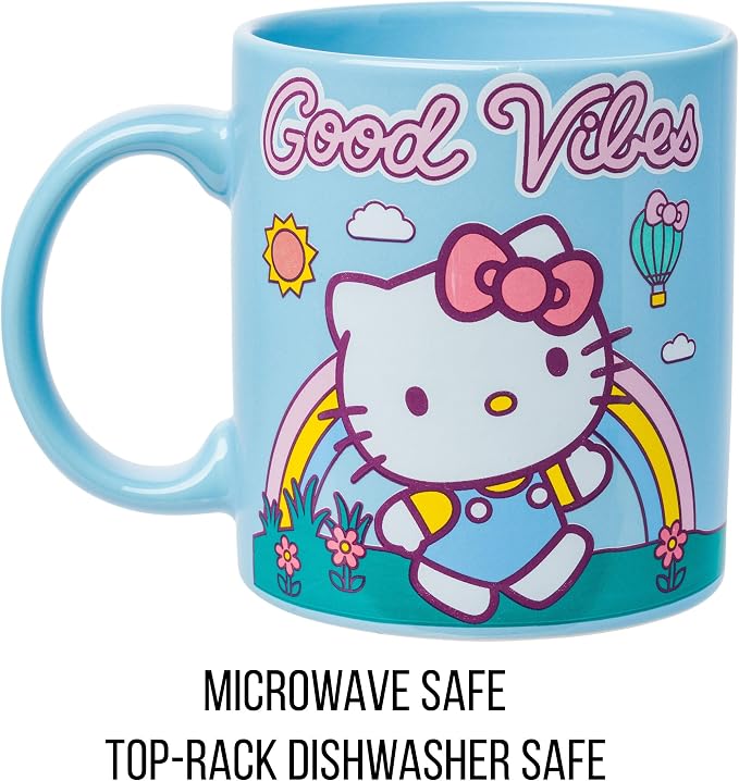 Silver Buffalo Sanrio Hello Kitty Good Vibes Quote, Ceramic Mug, 20oz | 0.59 - Image 3
