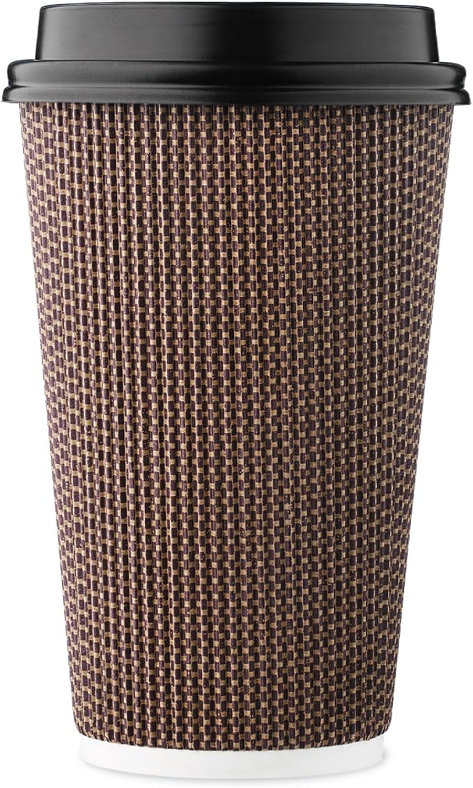 Harvest Pack 16 oz Disposable Coffee Cups, Insulated Ripple Double-Walled Paper by HarvestPackGOURMETSHOWCASE