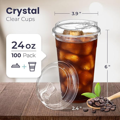 Fit Meal Prep 100 Pack 24 oz Clear Plastic Cups - Image 2