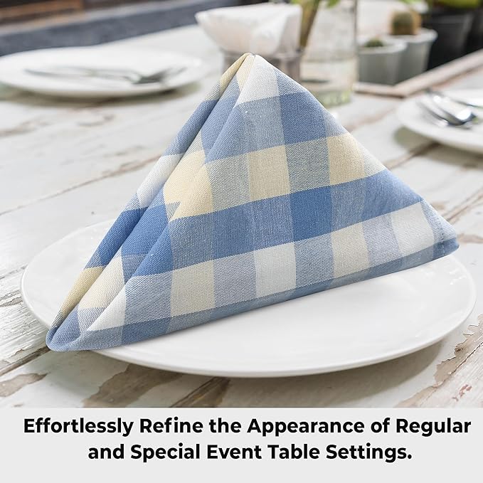 Urban Villa Cloth Napkins Set of 12 20x20 Inches 100% Cotton Napkins Cloth Washable Soft Durable Reusable Absorbent Table Dinner Napkins Cloth for Hotel Lunch Restaurant Weddings Parties- Blue Sand