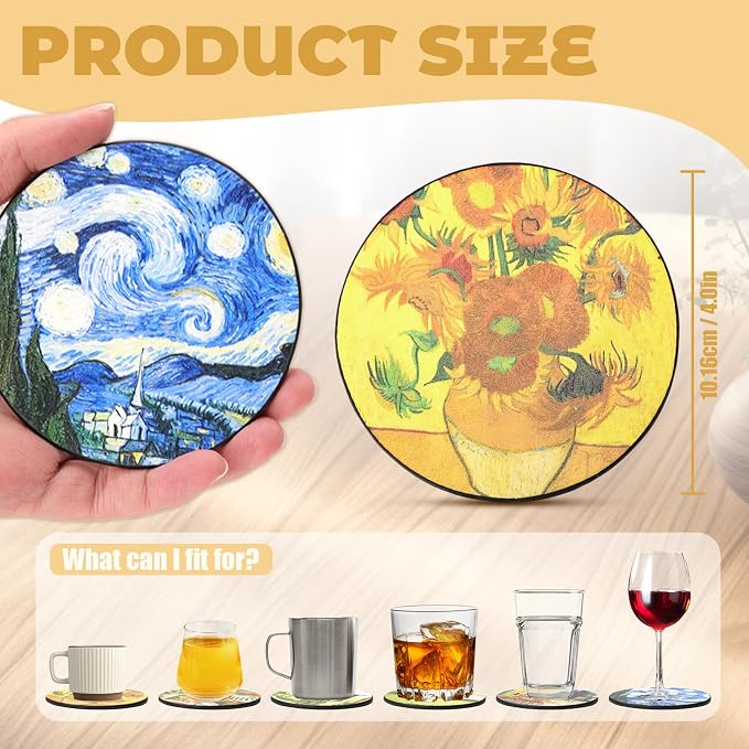 Coasters Set of 12- Van Gogh and Pablo Picasso Style - Image 2