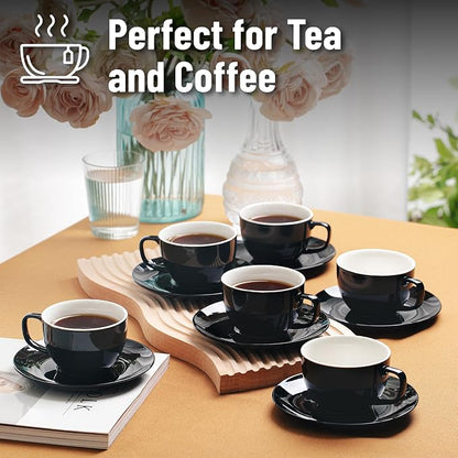 BTaT- Cappuccino Cups with Saucers 6 oz, Au Lait, Flat White, Dishwasher - Image 4