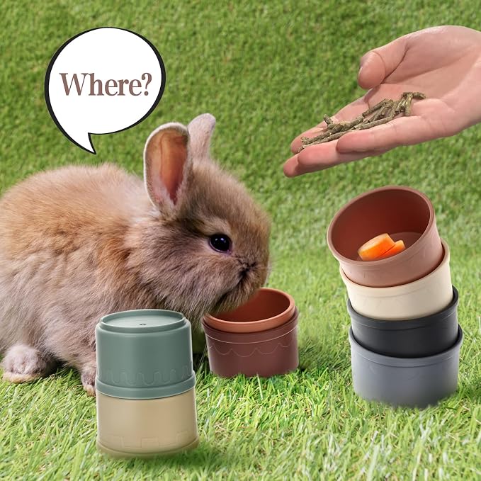 8 Pcs Stacking Cups for Bunny, Hiding Food and Playing, Keeping Bunnies Busy - Image 5