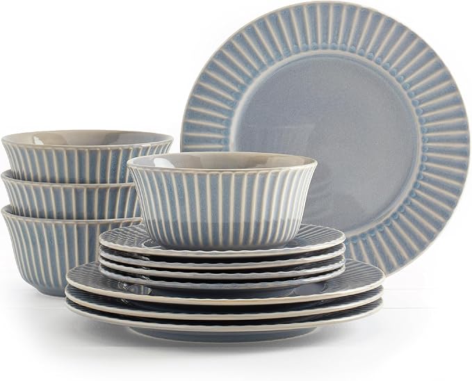 Tabletops Gallery Richmond 12-Piece Reactive Glaze Stoneware Dinnerware Set of by TabletopsGallery