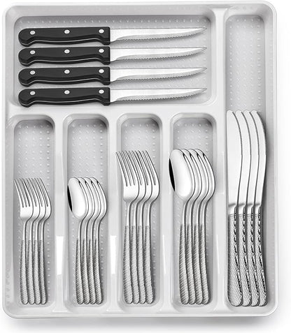 49-Piece Hammered Silverware Set by EWFEN