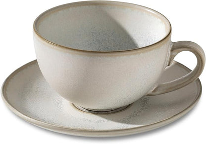 Porcelain Coffee Cup with Saucer, 10 oz Vintage Design Ceramic Latte Art by Tvvtuww