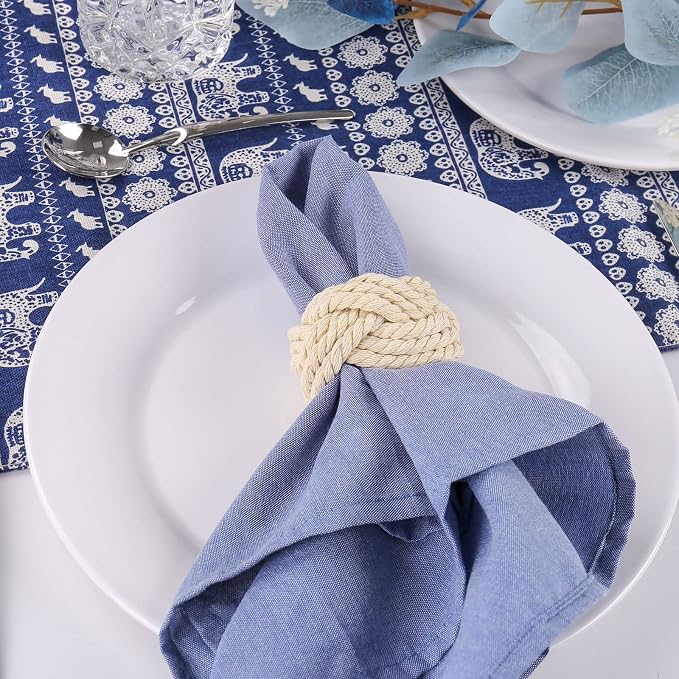 Cotton Jute Napkin Rings Handmade Braided Burlap Napkin Ring, Natural Woven - Image 2
