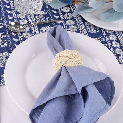 Cotton Jute Napkin Rings Handmade Braided Burlap Napkin Ring, Natural Woven - Image 2