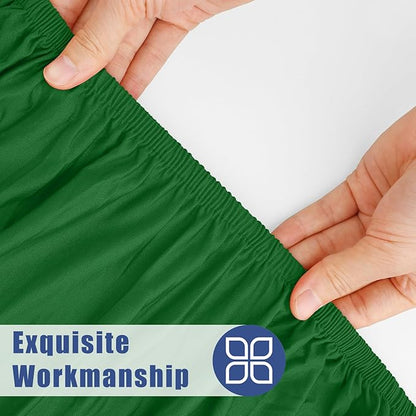 Spandex 5 Foot Rectangle Table Cloth 2 Pack, Elastic Fitted Tablecloths for Picnic, Stretch Washable Patio Table Cover for Outdoor, Camping, Banquet and Parties (Emerald Green, 30"x60")