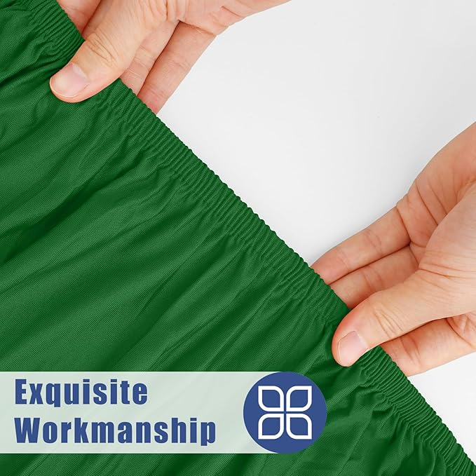 Round Spandex Tablecloth 2 Pack, Elastic Fitted Waterproof Tablecloths for 57"-68" Tables, Stretch Washable Picnic Table Cover for Camping, Dining, Indoor and Outdoor, Emerald Green