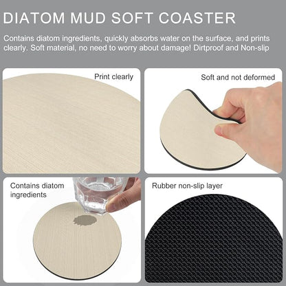 Cream Thin Lines Coasters Set of 6, Absorbent Coasters - Image 9