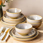 Ceramic Dinnerware Set for 4, 12-Piece Plates and Bowls Set | Lightweight by TheTerra