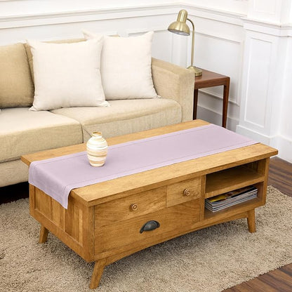 Solino Home 100% Pure Linen Dining Table Runner Lilac Hemstitch, 14 x 48 in | by SolinoHome