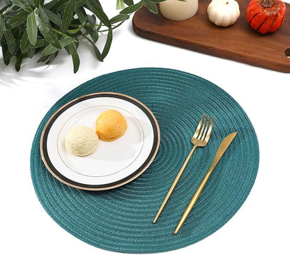 SHACOS Round Placemats Set of 6 Washable 15 inch Round Table Mats Cotton - Image 8