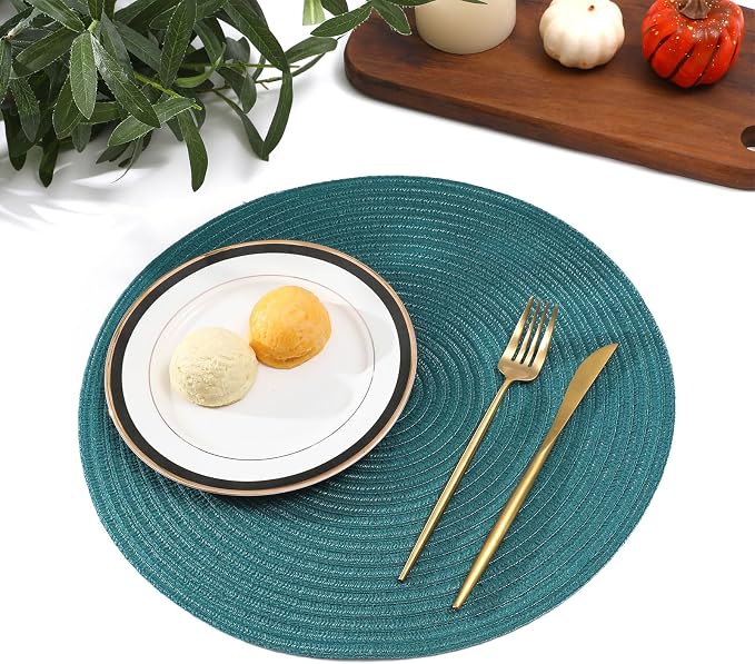 SHACOS Round Placemats Set of 4 Woven Braided Table Placemats 15 inch Circle - Image 7