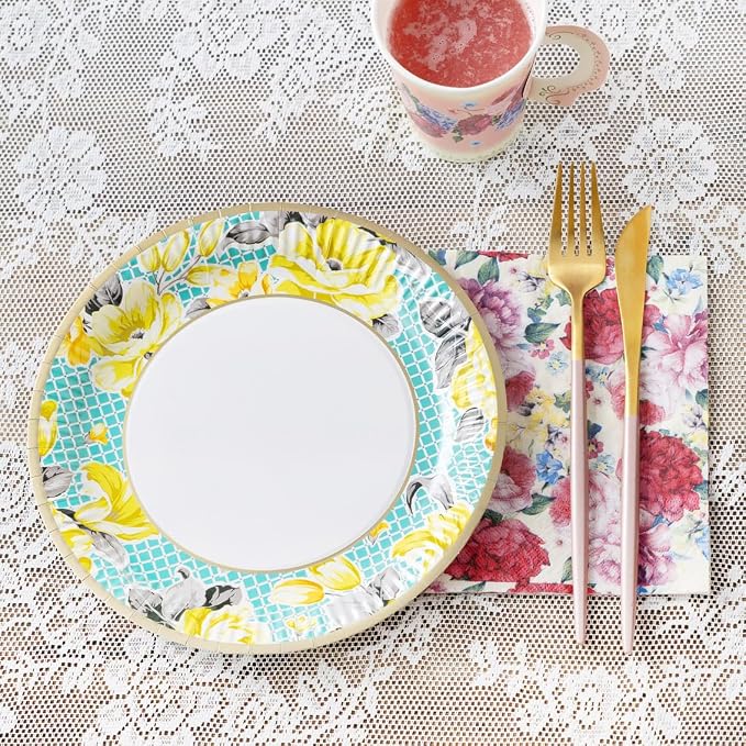 Talking Tables Afternoon Tea Vintage Floral Paper Plates Pack of 24 Truly - Image 8