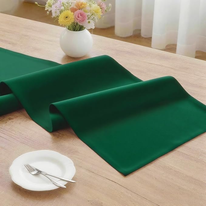 MEANMOY Green Table Runner 60 Inches Long Waterproof Washable Table Runners | - Image 3