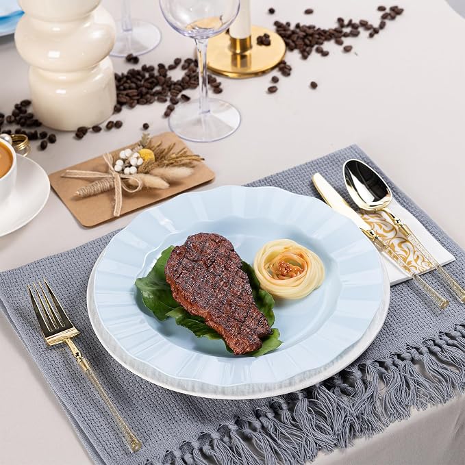 72 Pack Blue Plastic Plates, Thanksgiving - Image 3