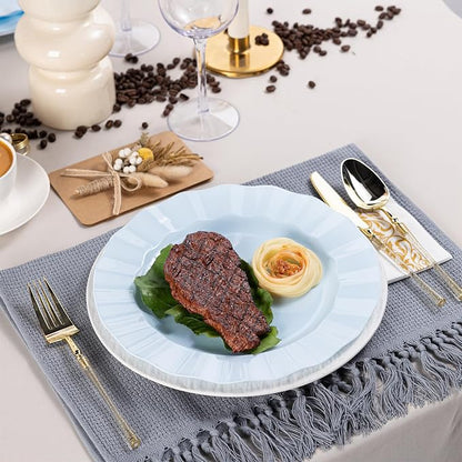 72 Pack Blue Plastic Plates, Thanksgiving - Image 3