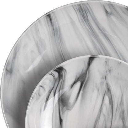 Elama Fine Marble 16 Piece Stoneware Dinnerware Set in Black and White - Image 6