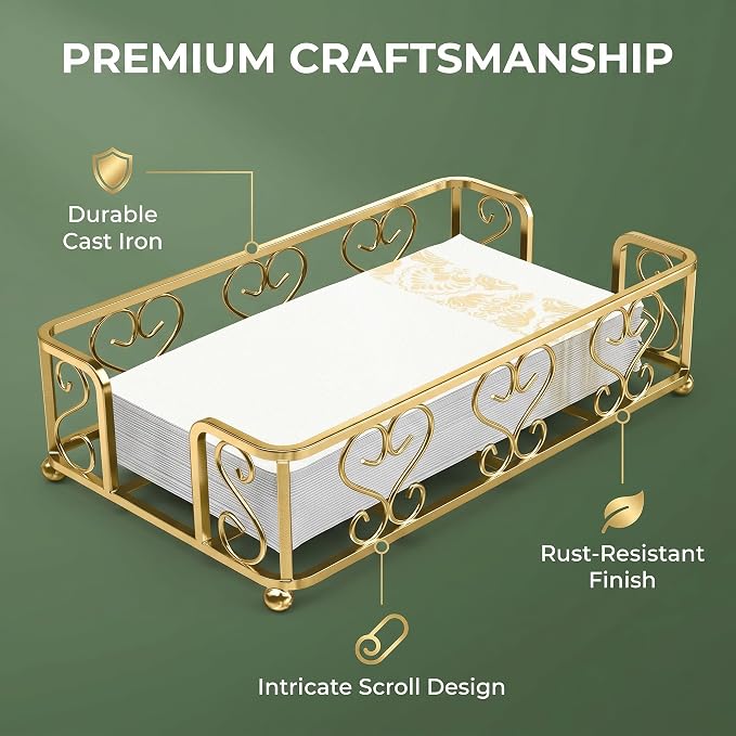 Guest Towel Holder Tray for Bathroom Countertop, Powder Room & Vanity Use - Image 4