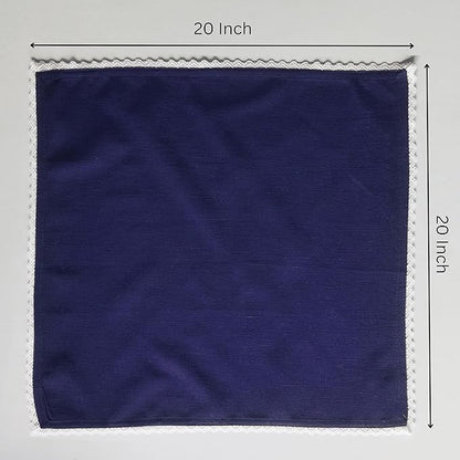 FINGERCRAFT Dinner Cloth Napkin Cotton Linen Blend 4 Pack Mitered Corners with Elegant Lace for Everyday Use Napkins are Pre Shrunk and Good Absorbency Navy
