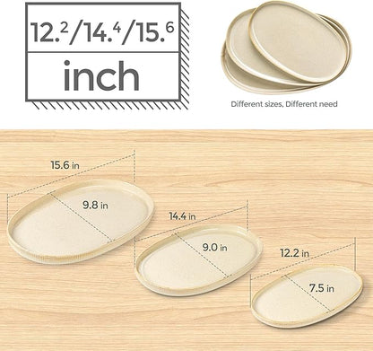 theterra Ceramic Serving Platter, 15.6"/14.4"/12.2" Oval Serving Dishes for Entertaining, Oven Safe, Microwave Safe, Serving Plates Set of 3 for Wedding, Party, Turkey, Cappuccino