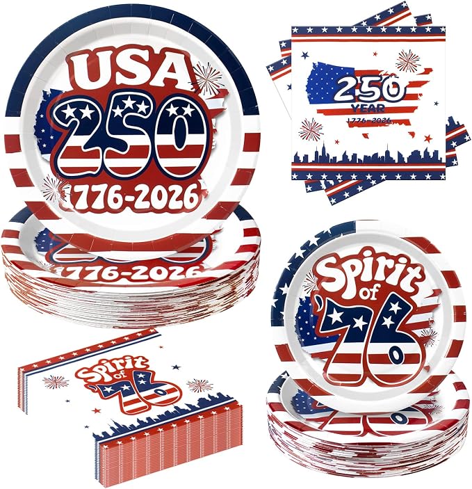180Pcs 4th of July paper Plates and Napkins Party Supplies, Serve 60 | by Osonm