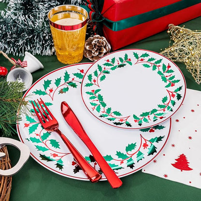 175Pcs Disposable Christmas Plates & Napkins - Image 2
