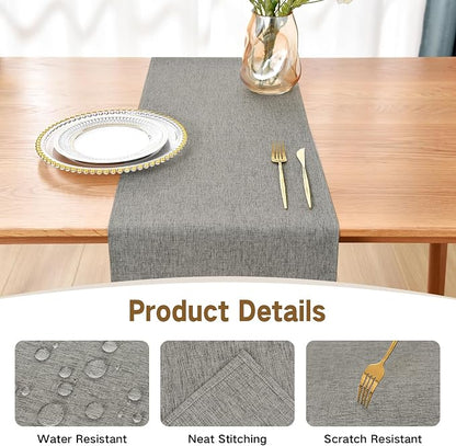 Faux Linen Table Runner Water Resistant 13 x 48 in, Coffee Table Runner - Image 3