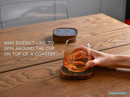 Wood Coaster for Drinks, Set of 6, Squircles Absorbent and Insulation Felt Stackable Cup Holders, Coasters for Wooden Table, Designed by S1EGAN