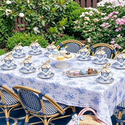 125 Pcs Blue Floral Tea Party Favors Set Blue and White Paper Teacups - Image 4
