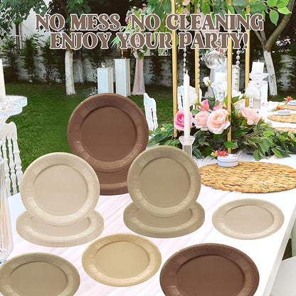 180pcs Gradient Brown Plates and Napkins Party Supplies, Serve 60 | Disposable - Image 6
