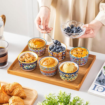 vancasso 6 Oz Ramekins Oven Safe Set of 6, Ceramic Baking Souffle Dishes | - Image 7