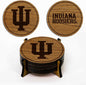 LazerEdge Indiana Hoosiers Wooden Coaster Set - Cherry Wood - Officially Licensed Product - 4-Pack