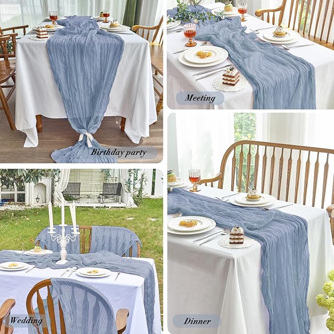 IVAPUPU Dusty Blue Table Runner 120 Inches - Image 6