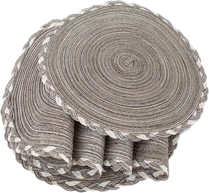SHACOS Round Placemats Set of 4 Braided Glitter Round Table Placemats 15 inch - Image 5