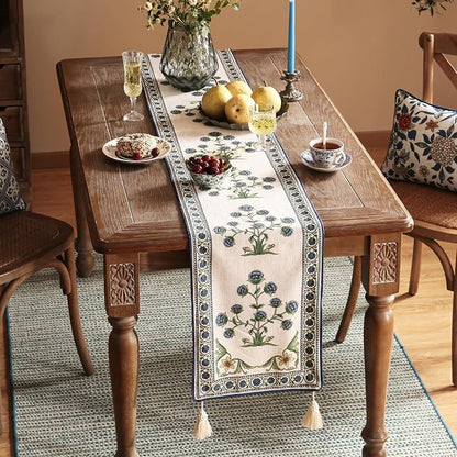 Patdrea Designer Elegant French Linen Table Runner, Floral Pattern - Image 3