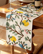 Canvas Embroidered Narrow 13"x 90" Table Runner, Lemon Bird | Exquisite by Kokaaee