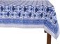 ATOSII Positano Blue 100% Cotton Rectangle Fall Tablecloth, Handblock Floral Linen Table Cloth for Dining Table I Parties Christmas Thanksgiving Grand Millennial Home Decor 72 X 140 Inches I 12 Seater
