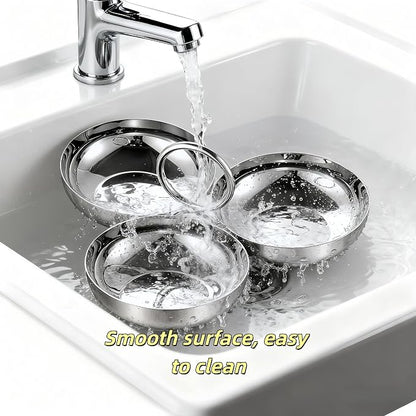 Cluster Serving Bowls 3 in 1 Silver Stainless Steel Snack Bowls Connected Fruit - Image 5