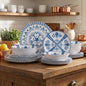 Melamine Dinnerware Sets for 4, 12-Piece Plates and Bowls Sets by Yinshine