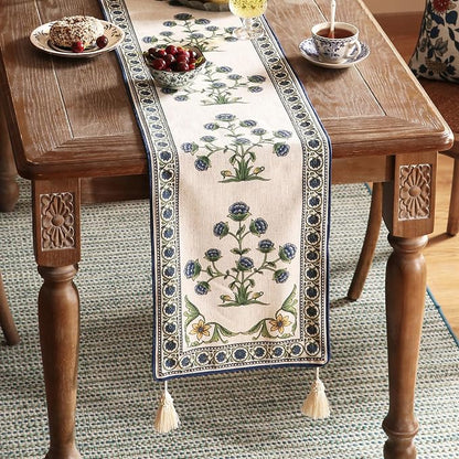 Patdrea Designer Elegant French Linen Table Runner, Floral Pattern - Image 7