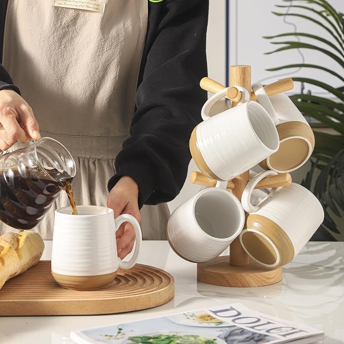 HASENSE Porcelain Coffee Mugs Set of 6, 15 Ounce Large Ceramic Coffee Cups Set - Image 5