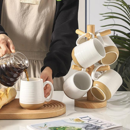 HASENSE Porcelain Coffee Mugs Set of 6, 15 Ounce Large Ceramic Coffee Cups Set - Image 5