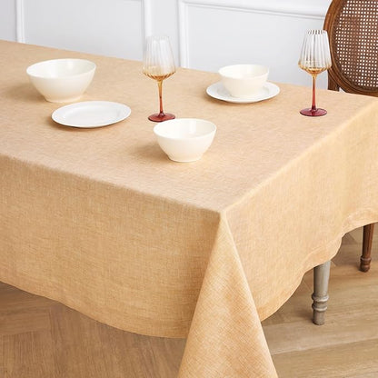 Solino Home Linen Tablecloth 60 x 90 Inch - 100% Pure Linen Golden Nugget Table Cloth for Rectangle Tables - Athena, Machine Washable Tablecloth for Spring, Easter