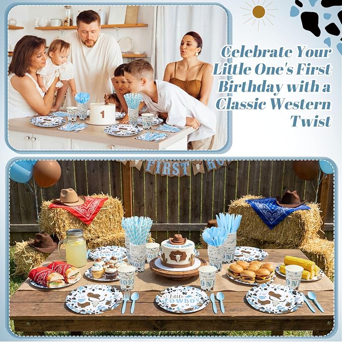 450 Pcs My First Rodeo Birthday Tableware Set Decorations Western Cowboy 1st - Image 5